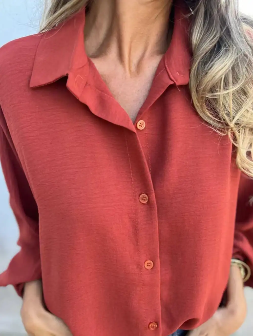 Soft Drape Collared Button-Down Shirt