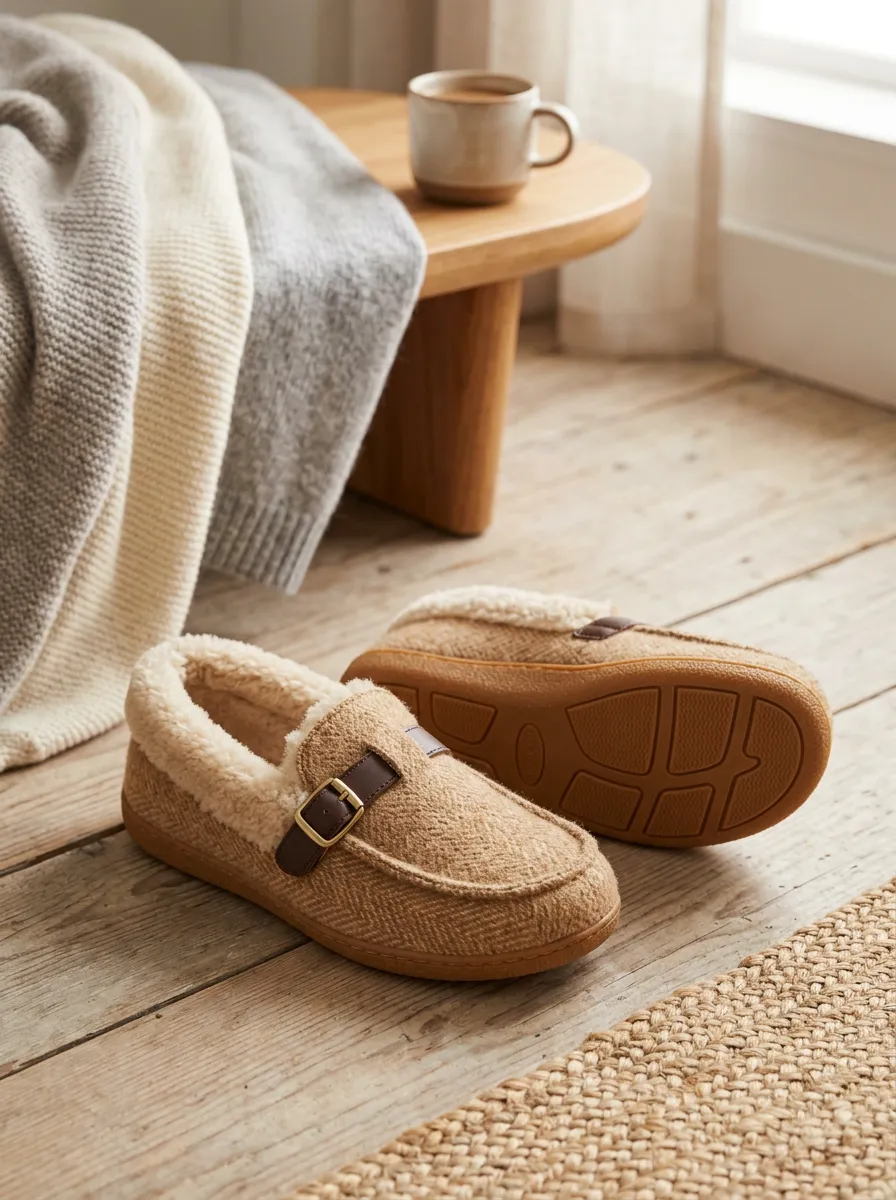 Core Herringbone Fleece Lined Style Unisex Warm Wool Shoes