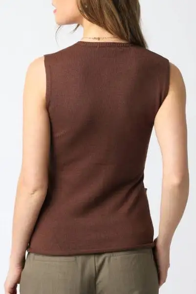 Sleeveless Button Front Women's Blouse Top