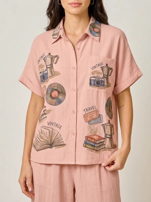 Women's Vintage Hobby Lover Camera Book Record Graphic Shirt Tank Top