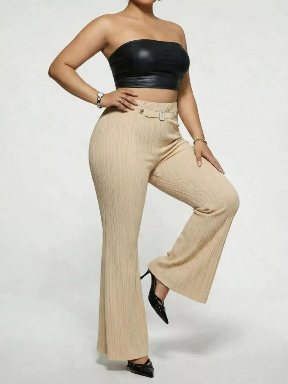 Plus Size High Waist Flare Pants