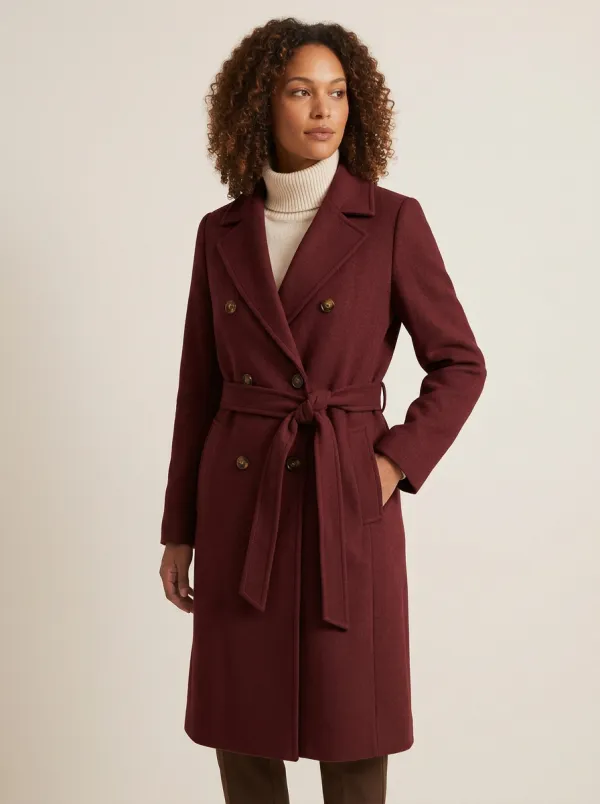 Women's Willow Classic Camel Double-Breasted Belted Wool Blend Coat