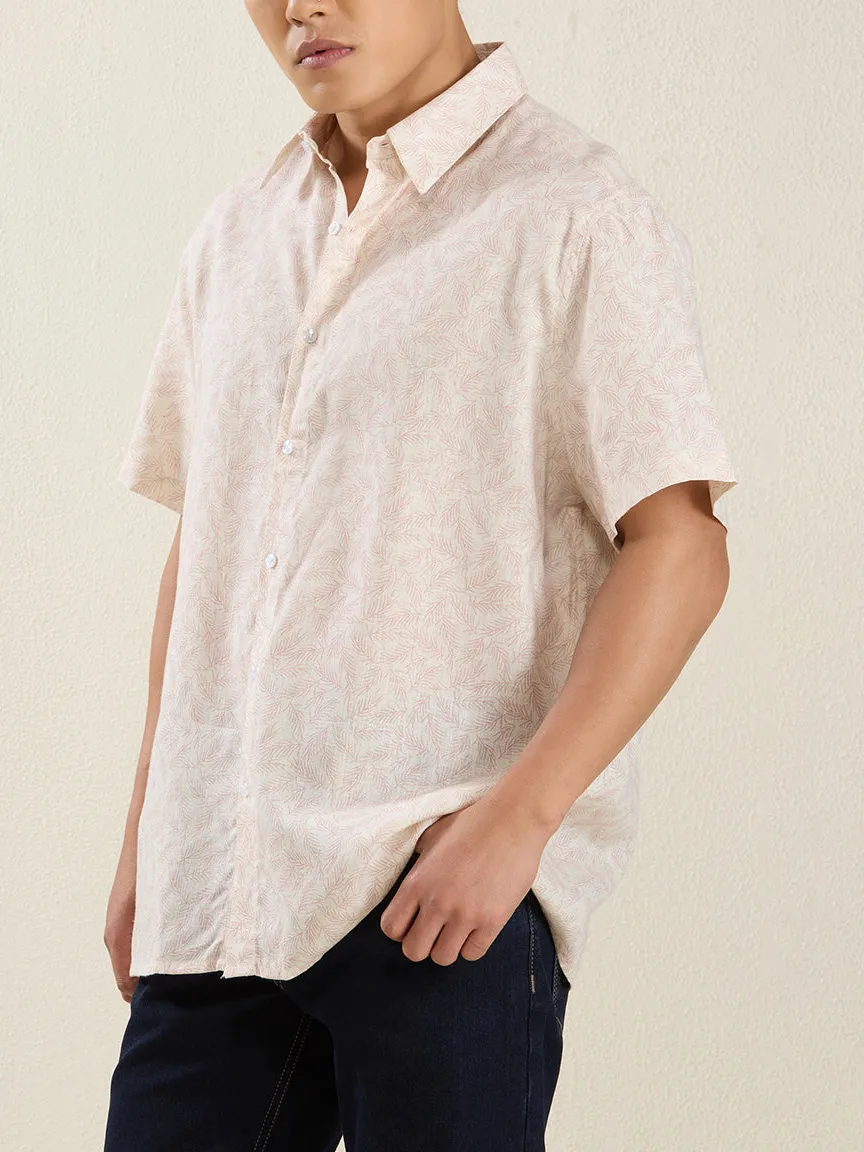 Printed Button Down Pure Linen Men's Formal Shirt