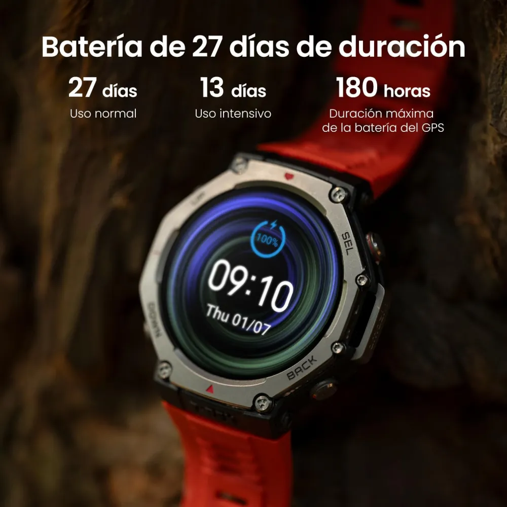 Amazfit T-Rex 3 Outdoor Smartwatch 48mm AMOLED Display, Maps & Offline Navigation, 6 Satellite GPS Systems Dual Band, 27 Days Battery Life, NFC Payment, 170 Adventure Sports Modes