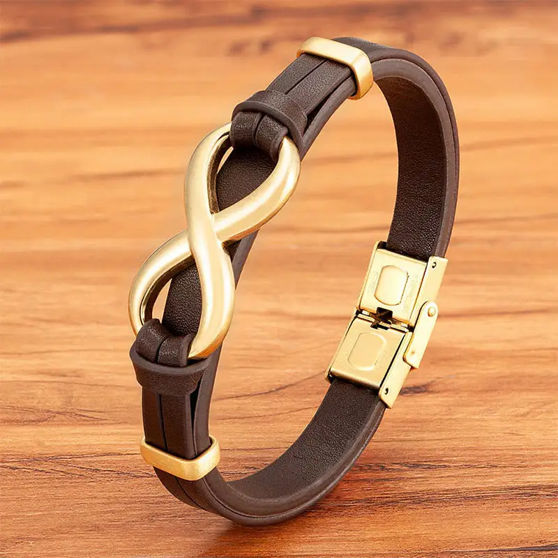 Infinitely Design Titanium Steel Leather Bracelet