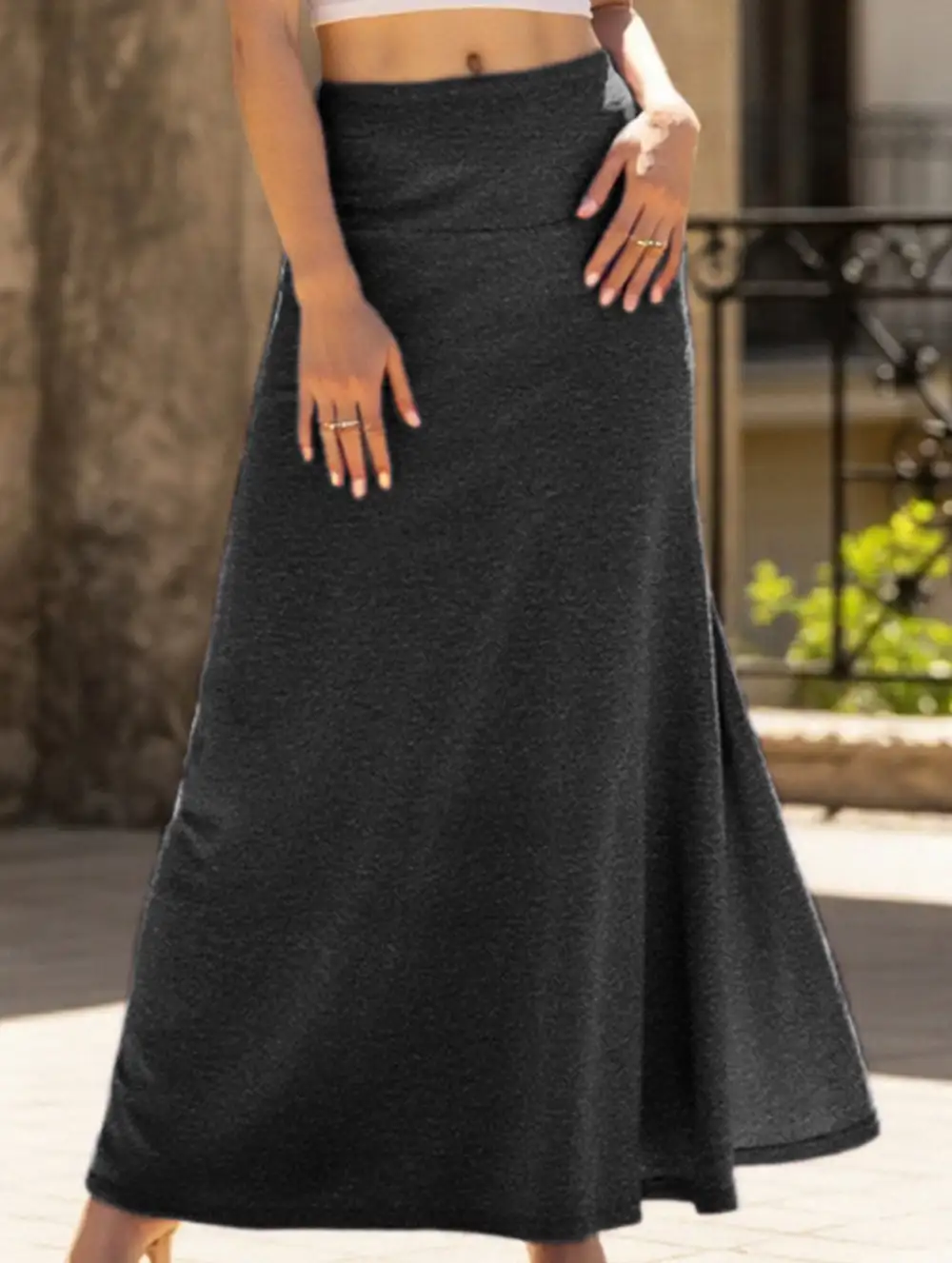 Knit High Waist Midi Skirt