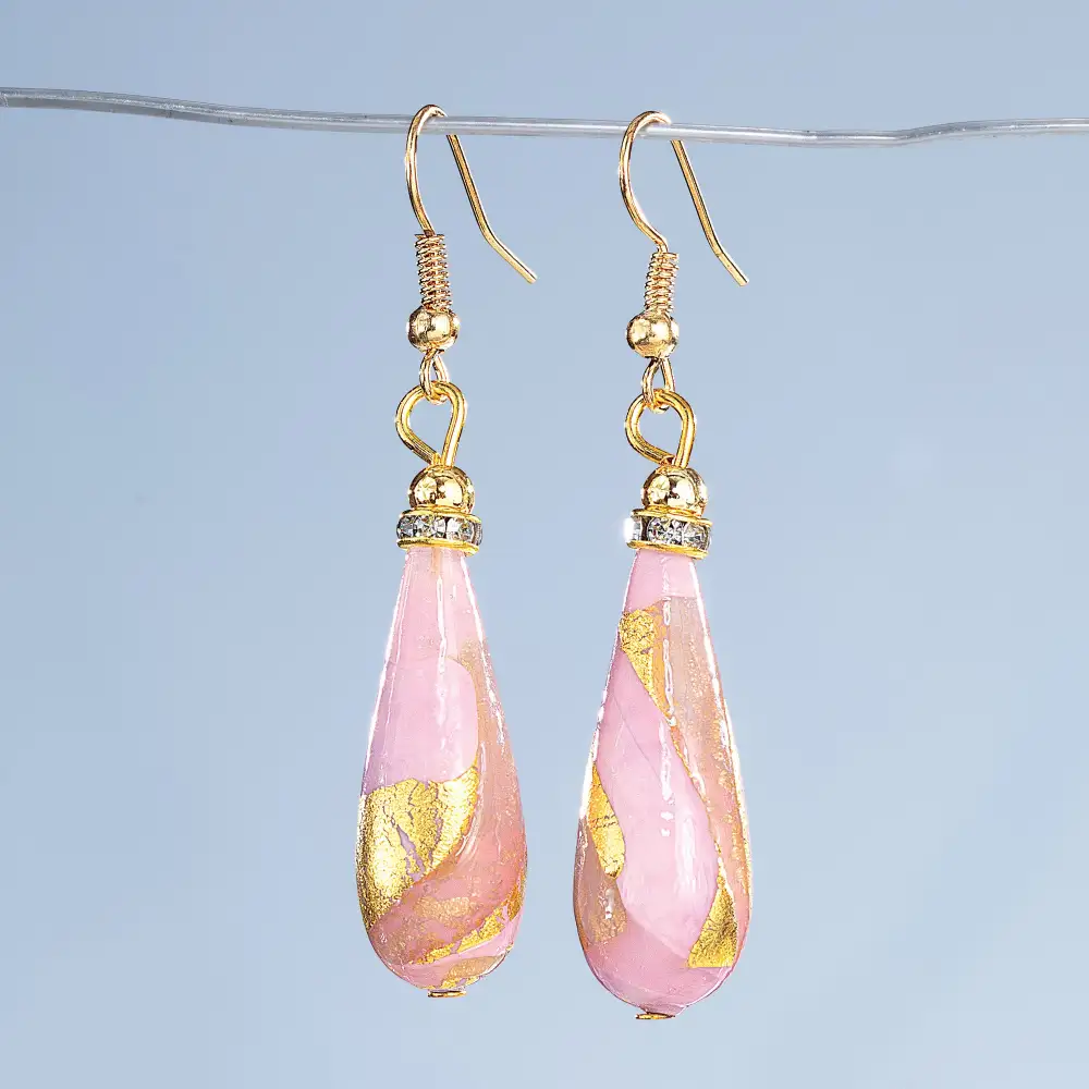 Textured Glass Drop Earrings