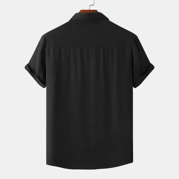 Relaxed Button Front Short Sleeve Collared Polo Shirt