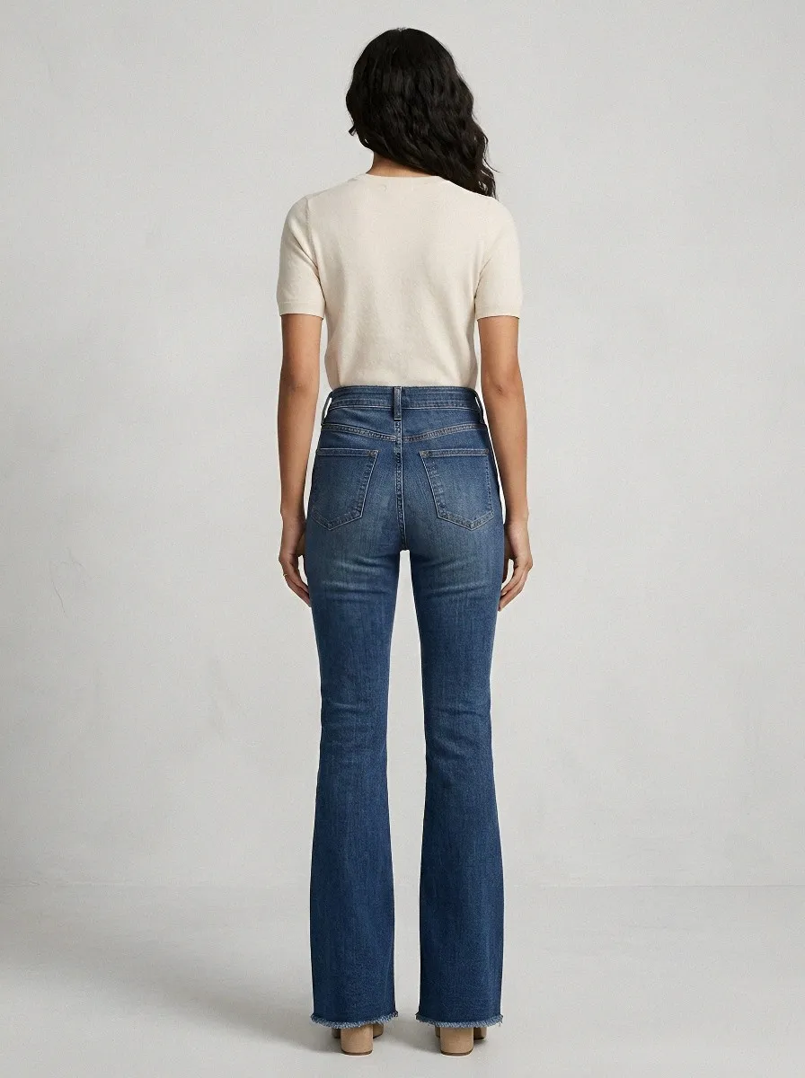 Minimal High-Waist Women's High-Waist Stretch Flare Jeans