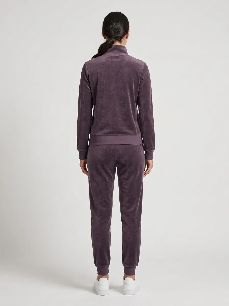 Women's Star Embroidered Velour Quarter-Zip Jogger Set