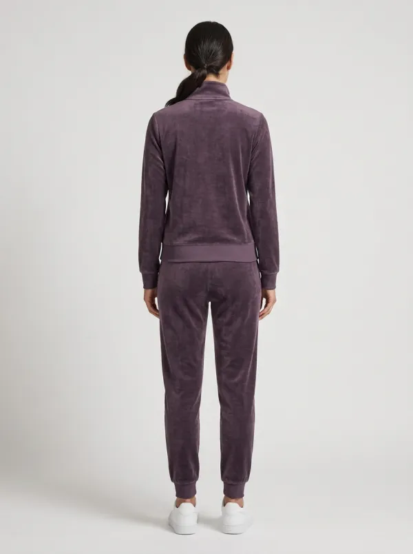 Women's Star Embroidered Velour Quarter-Zip Jogger Set