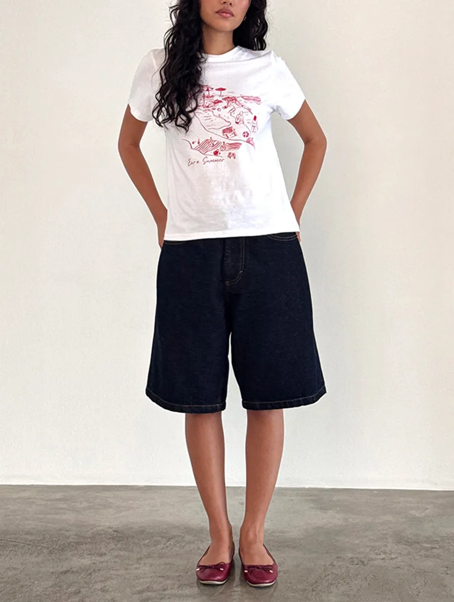 Royal Red Euro Summer White Tee