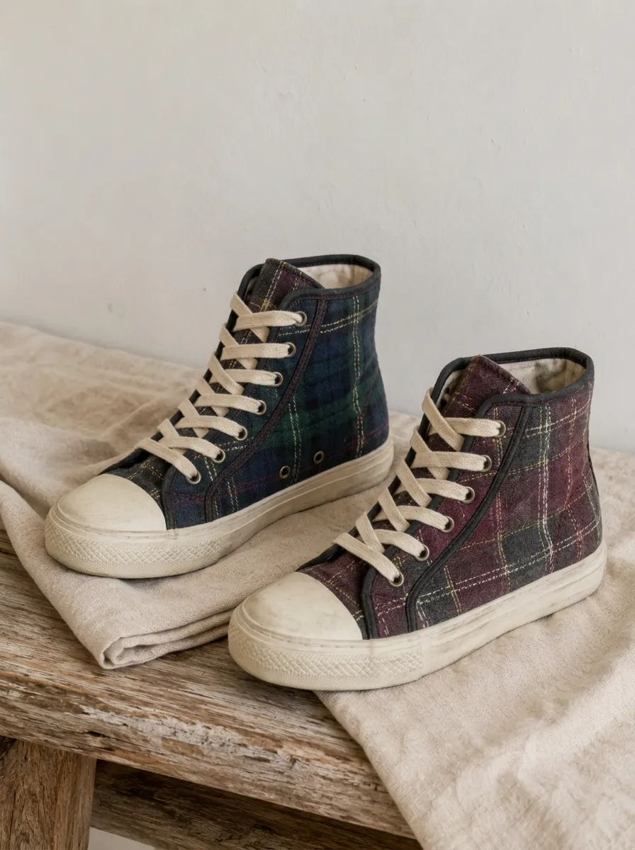 Unisex Refined Vintage Plaid Tartan Pattern Patterned Canvas Shoes