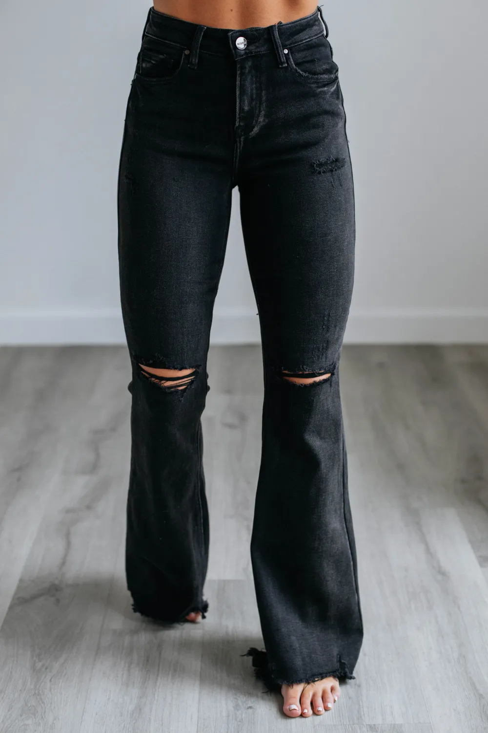Women's High Rise Flared Leg Cotton Blend Jeans