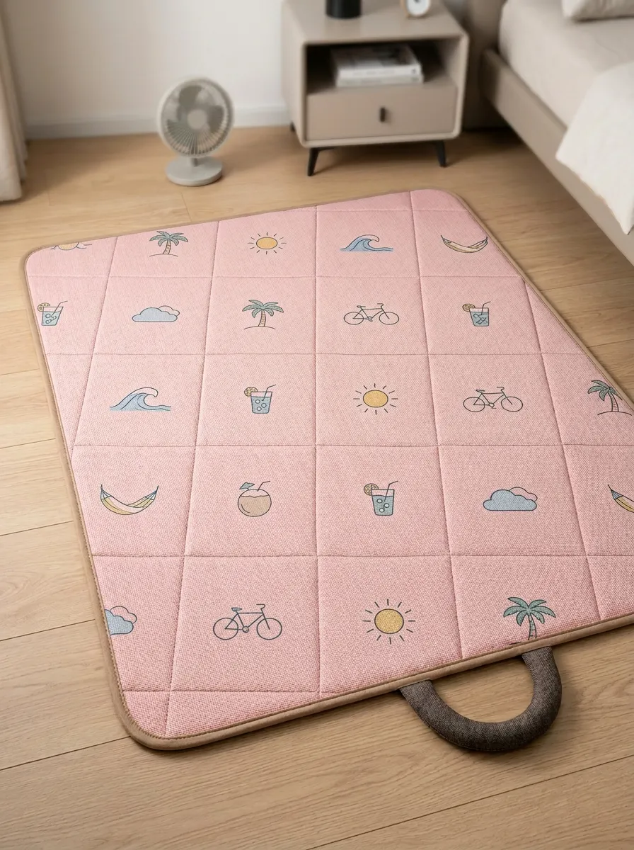 Summer Vacation Beach Icon Pattern Cooling Mat