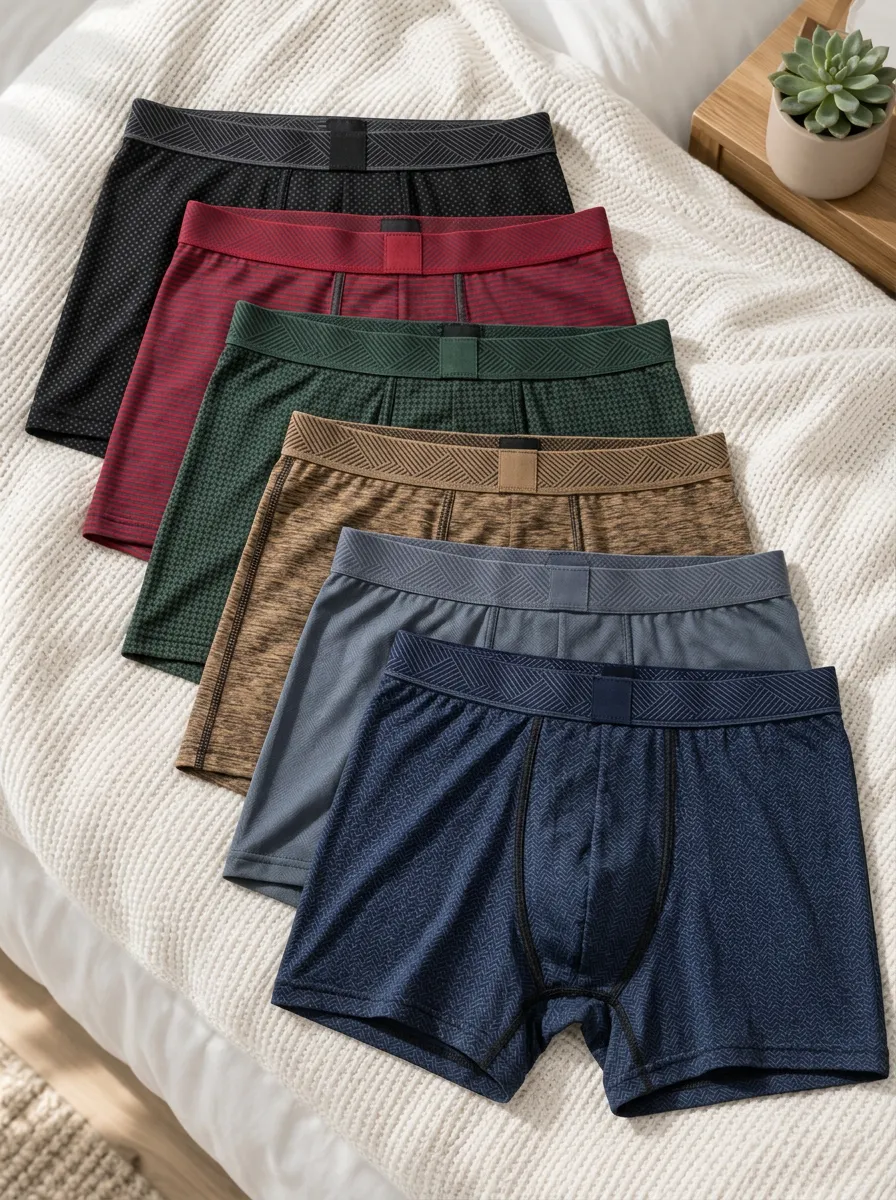 Men's Multi-Color Geometric Pattern Printed Boxer Briefs 6-Pack