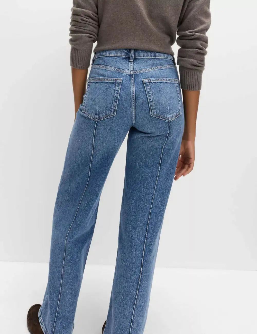 Women' Wide Leg Jeans With Front Seam Detail