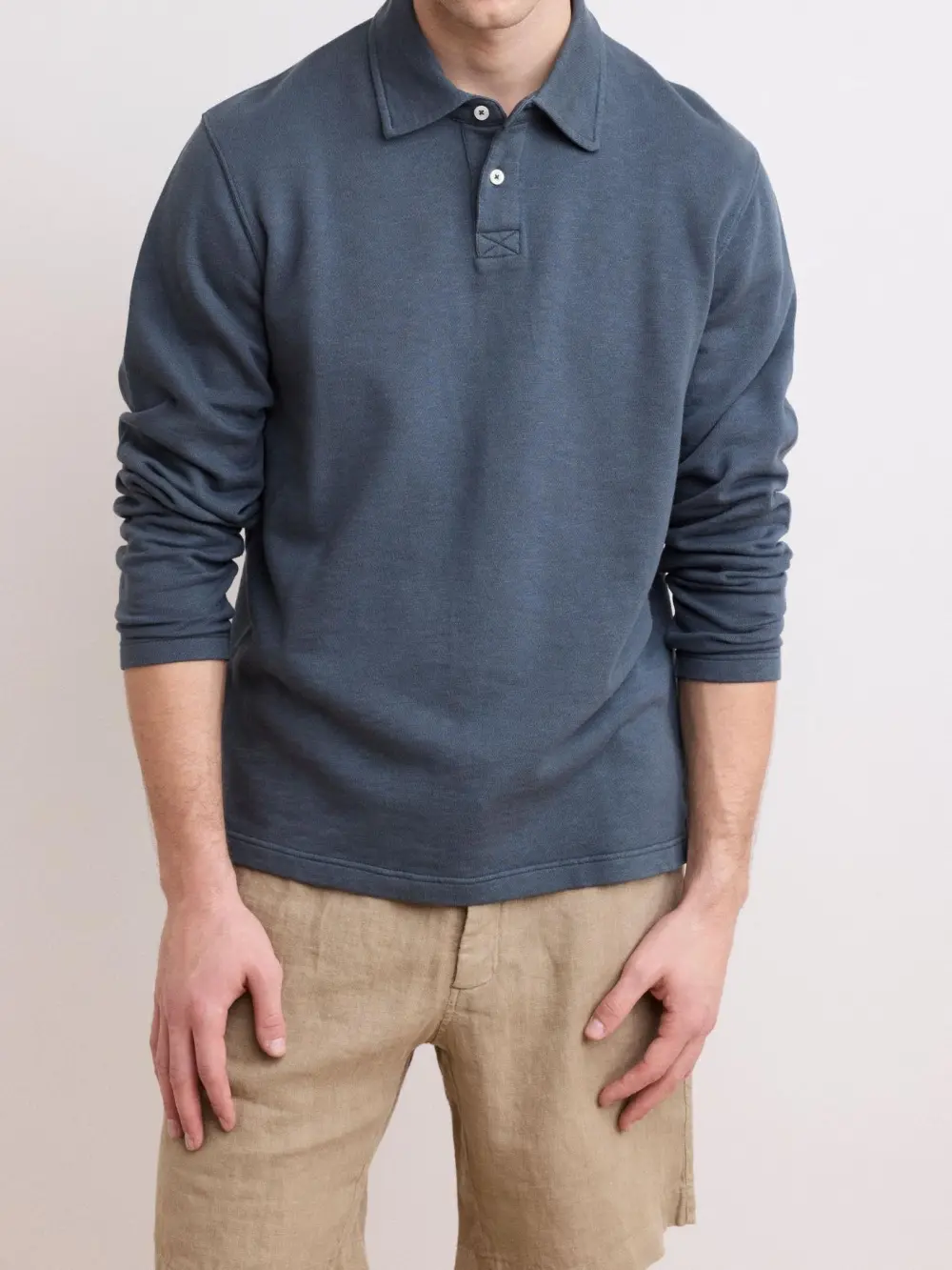 Comfortable Casual Breathable Soft Wash Blue Polo Shirt