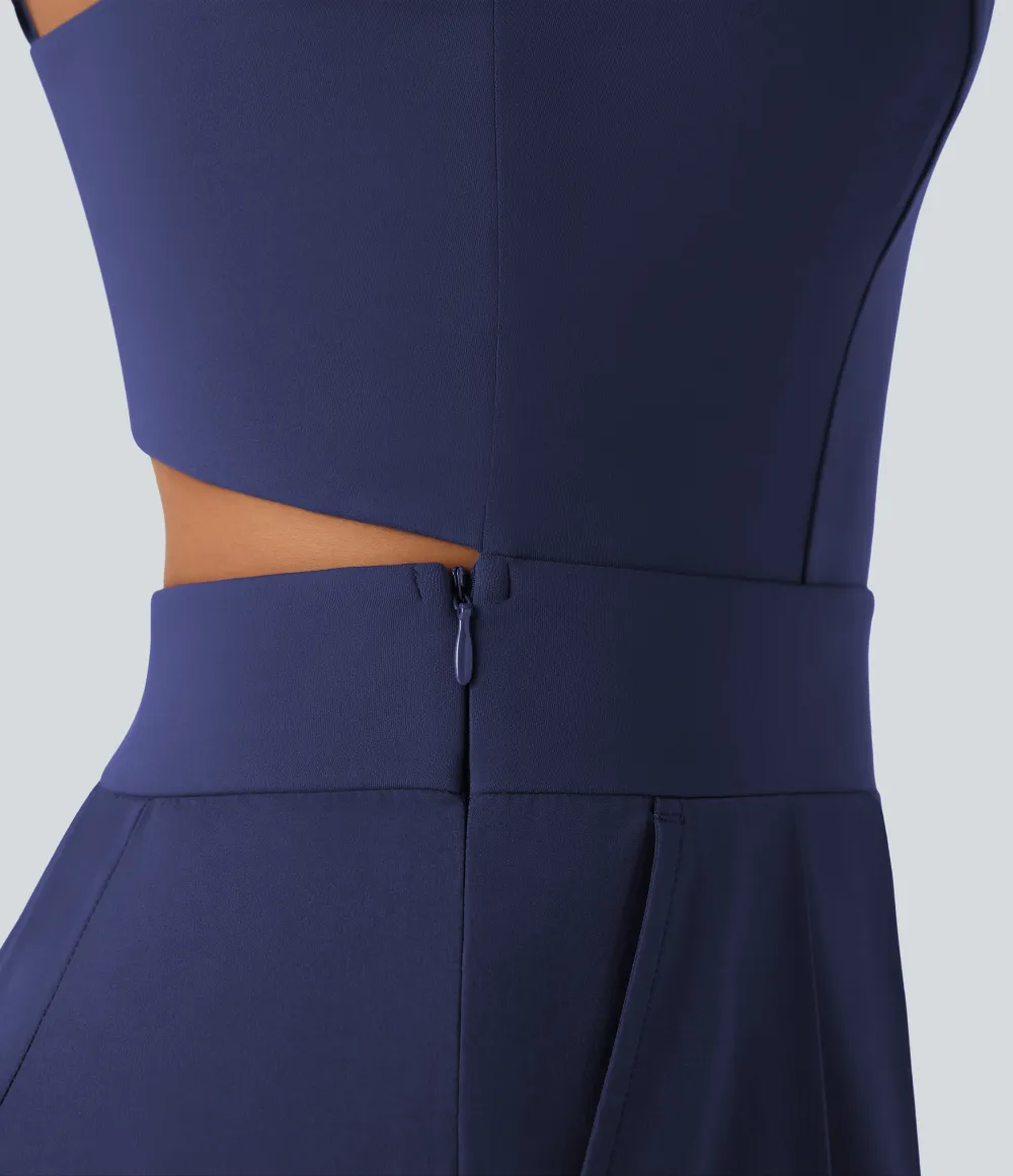 Breezeful Wide Leg Quick Dry Casual Slip Jumpsuit with Pockets-Easy Peezy Edition