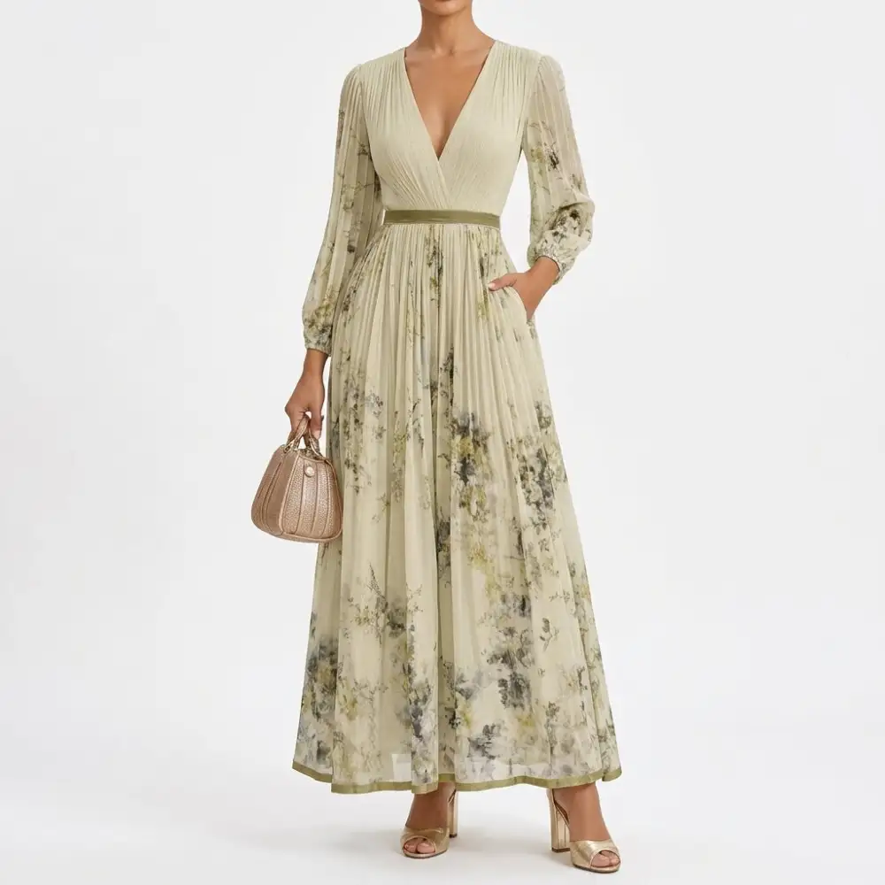 Floral Draped Maxi Dress