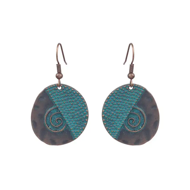 Classic Alloy Stainless Steel Circle Rustic Statement Earrings