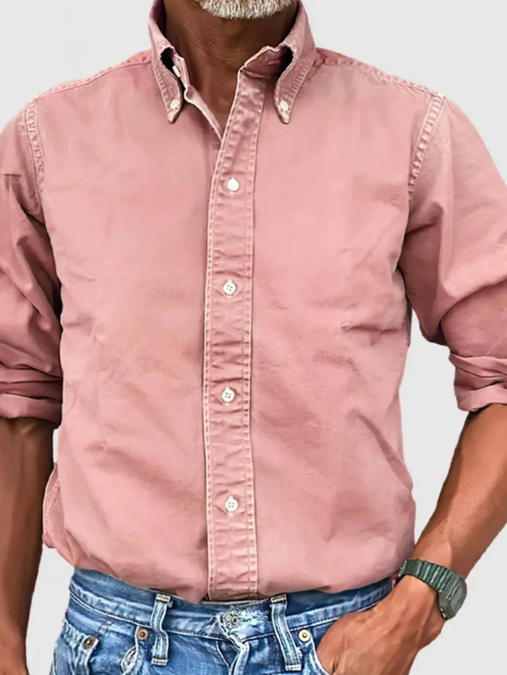 Polyester Button Down Collared Shirt