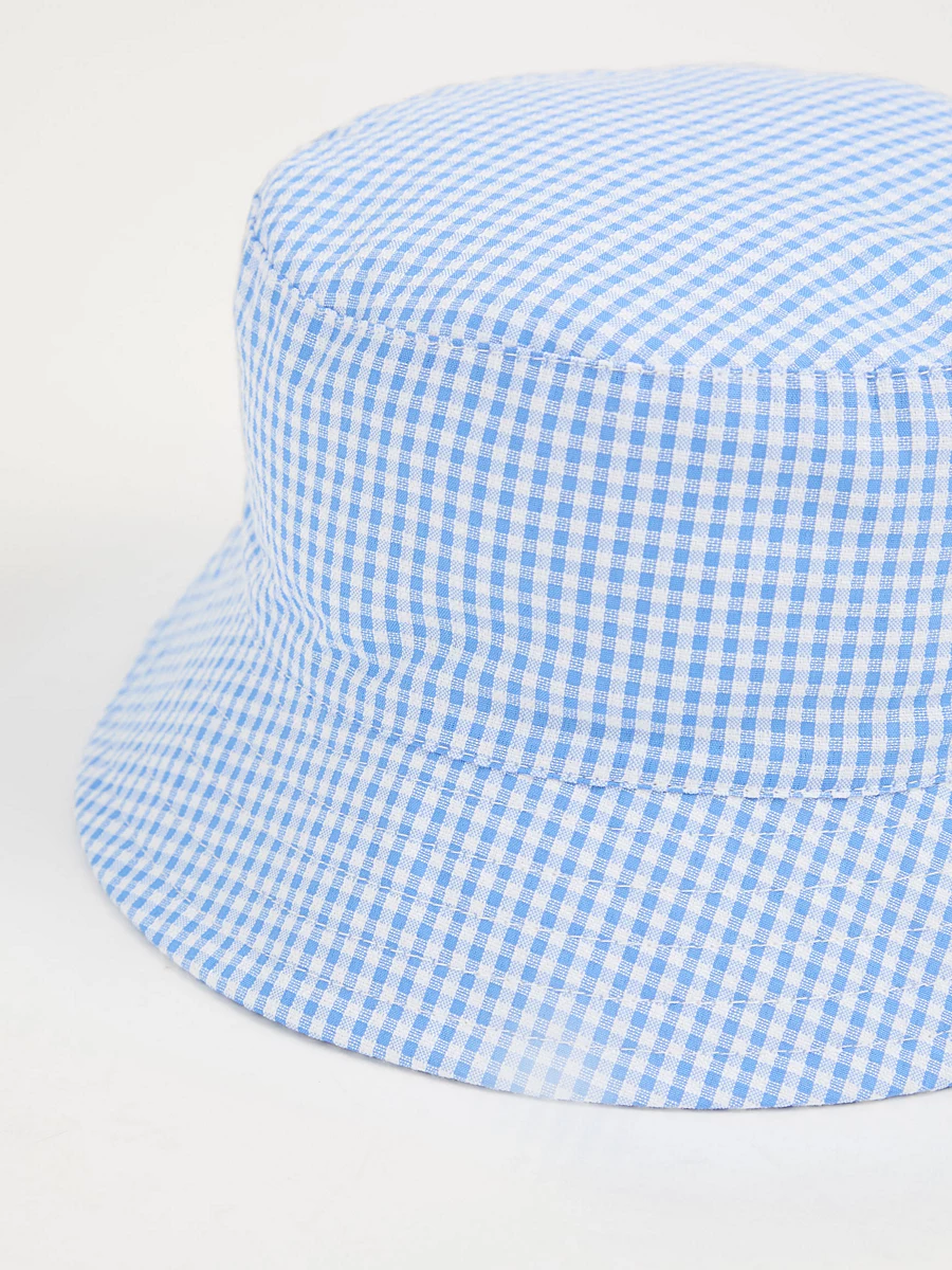 Blue Gingham Bucket Hat and Scrunchie Set detail 1
