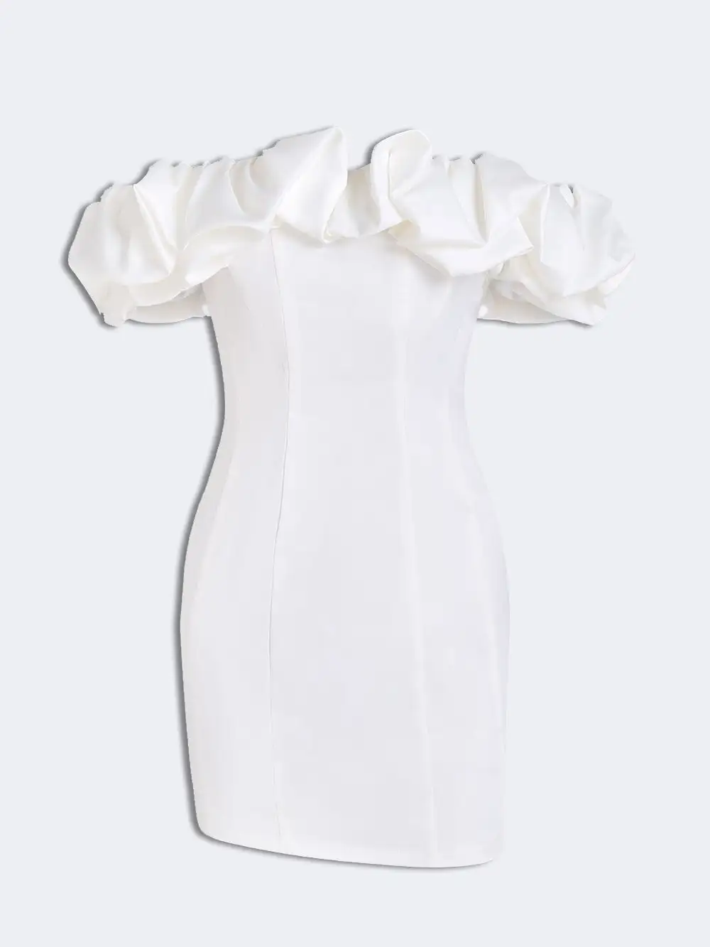 Satin Ruffled Strapless Mini Dress