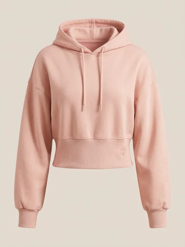 Women's Modern Minimalist Floral Line Art Printed Cropped Hoodie