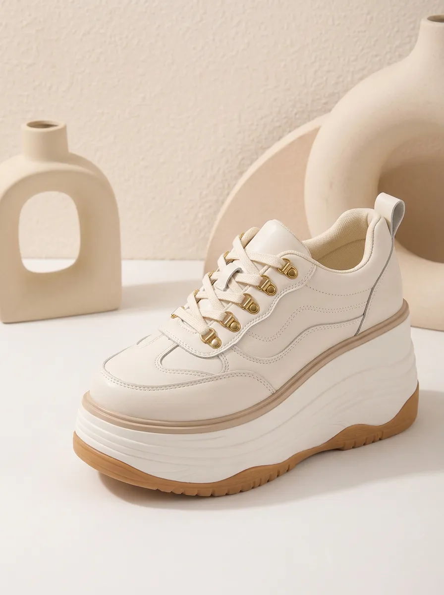Everyday Lace-Detail Lace-Up Women's Chunky Platform Shoes