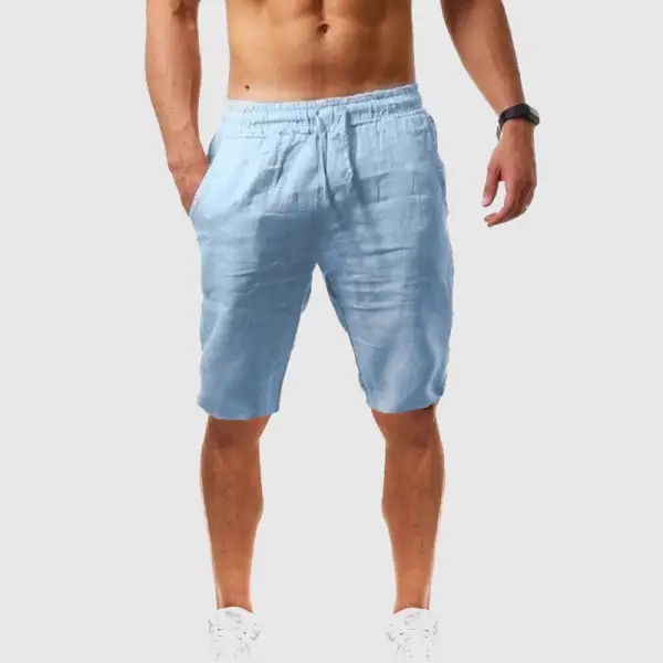 Men's Linen Elastic Waist Drawstring Shorts