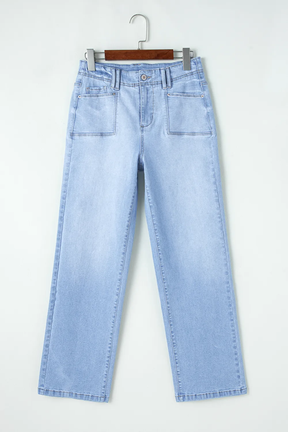 Light Blue Cropped Straight Jeans