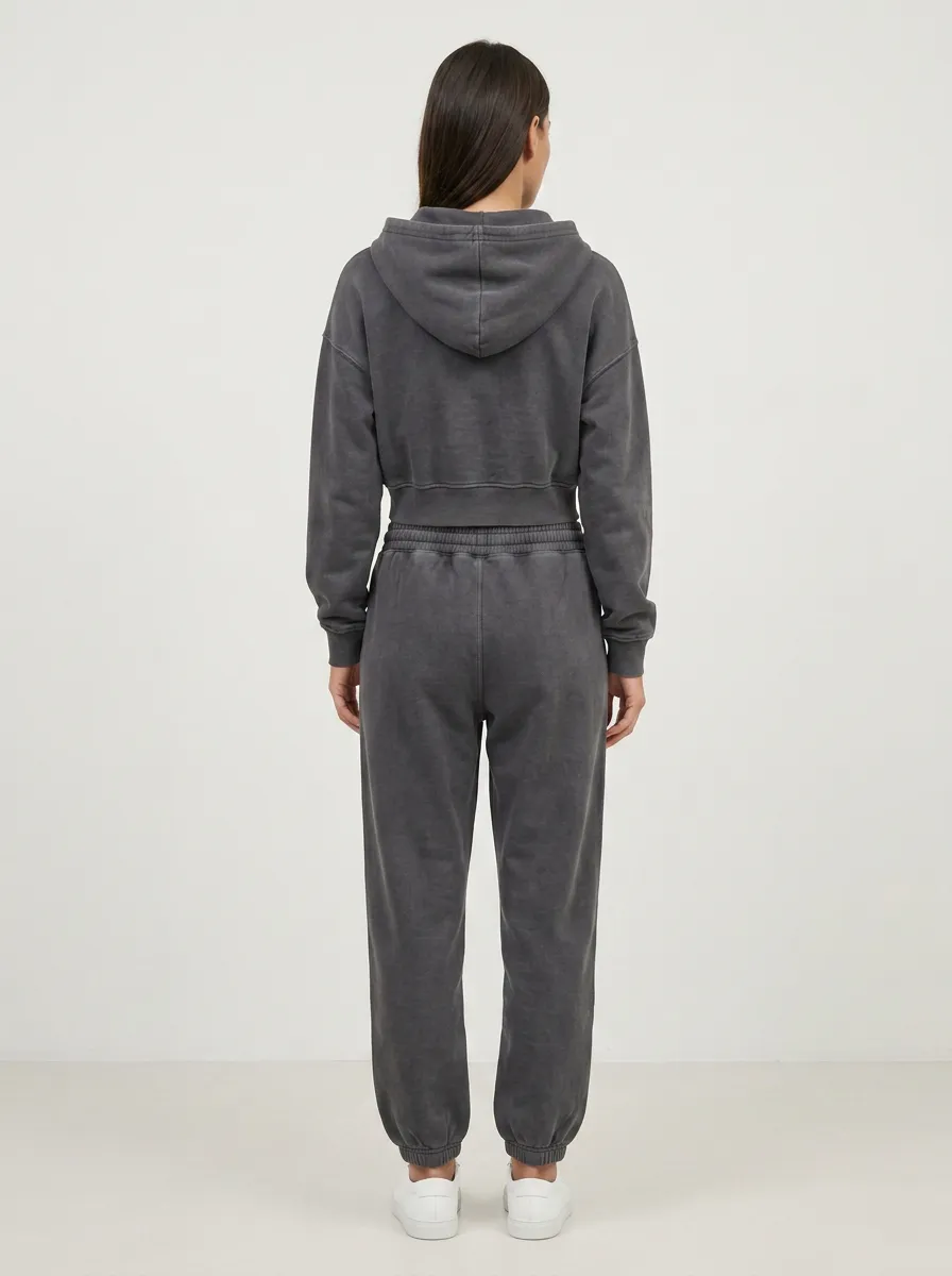 Active Studio-Look Women's Cropped Zip-Up Hoodie Jogger Active Set