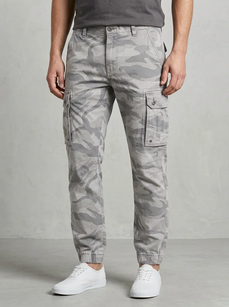 Men's Camouflage Knee Panel Cargo Joggers