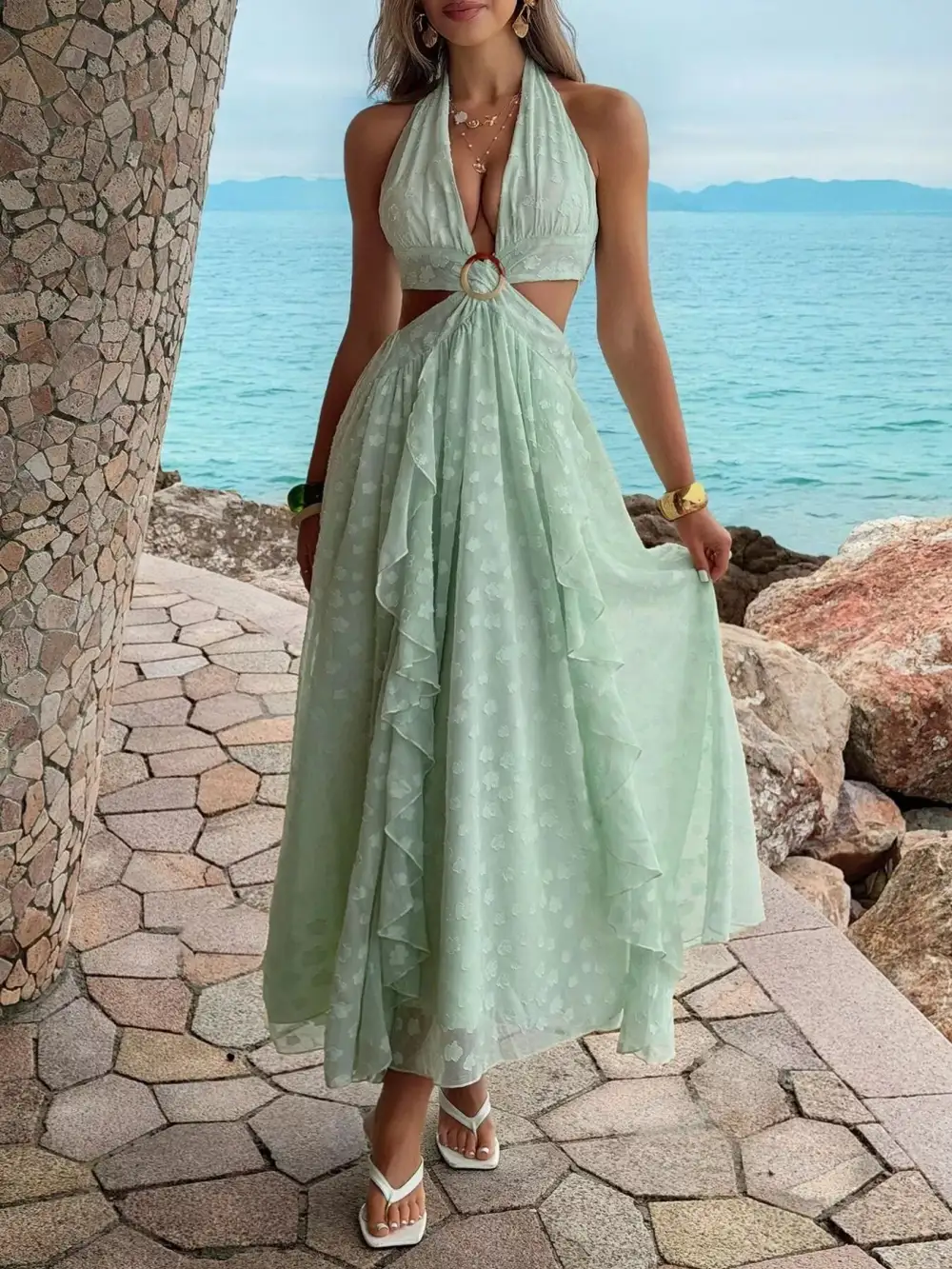 Everyday Ruffled Halter Neck Maxi Dress