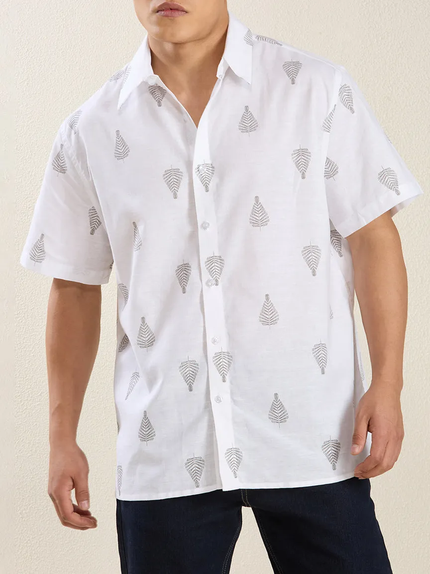 Textured Half Sleeve Printed Men's Formal Shirt