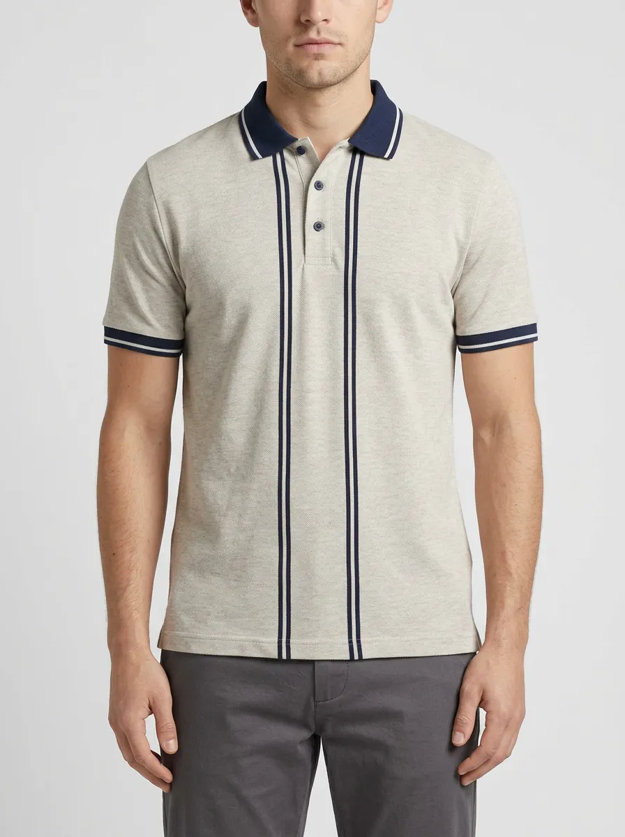 Men's Casual Vintage Vertical Stripe Printed Polo Shirt