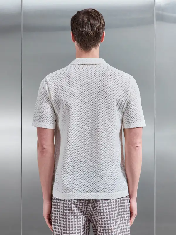 Crochet Knit Revere Collar Shirt