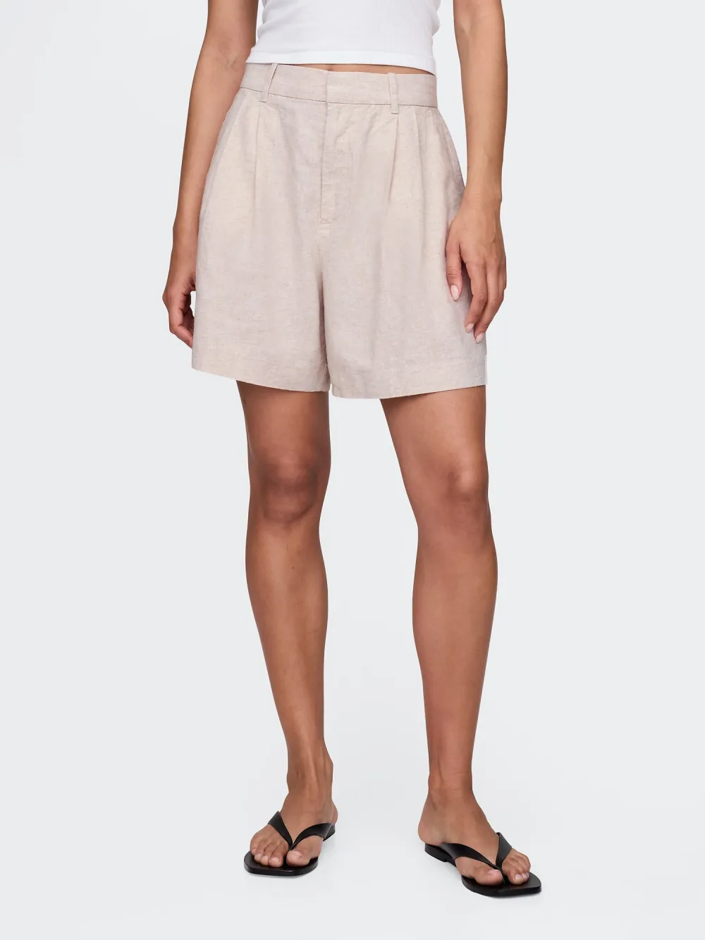 Solid Color Linen Shorts