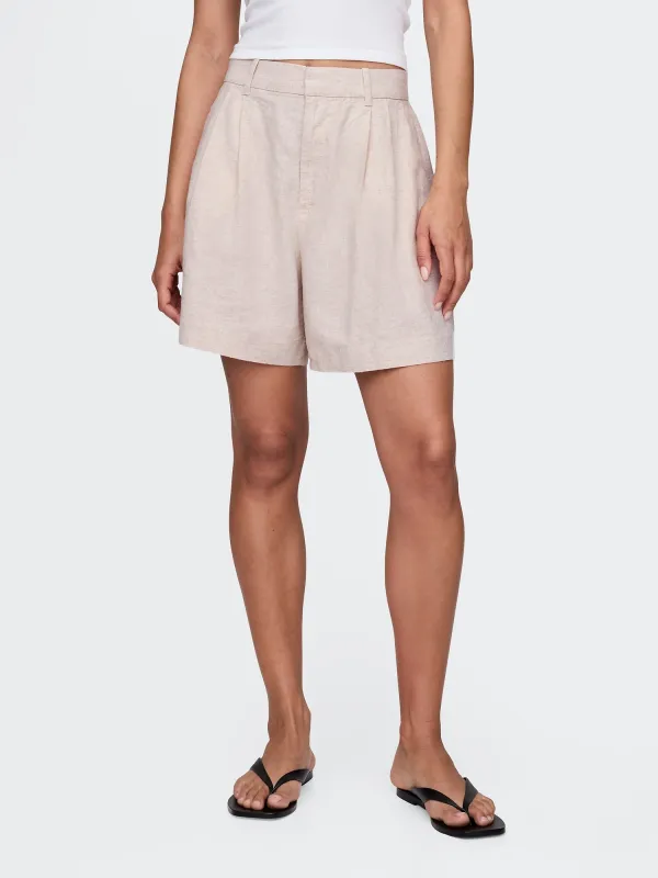 Solid Color Linen Shorts