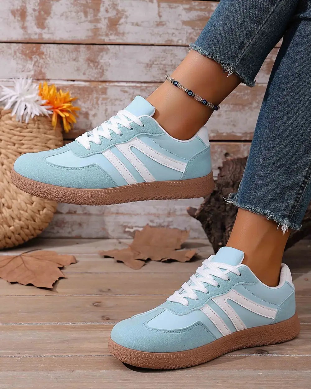 Striped Patchwork Casual Sneakers