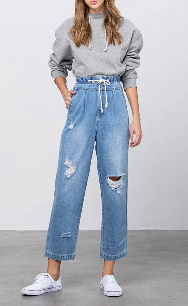 Elastic Banded Slouch Jeans