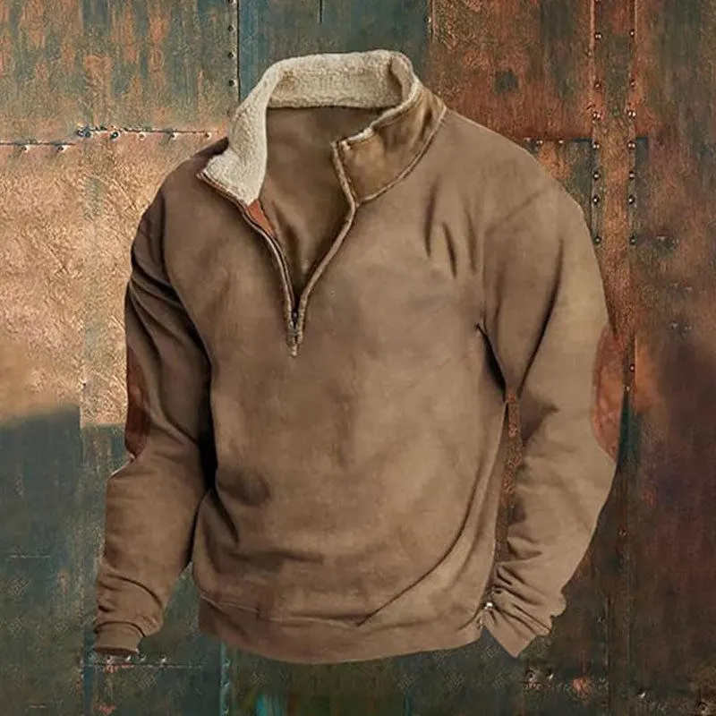 Long Sleeve Embroidered Half Zip Hoodie