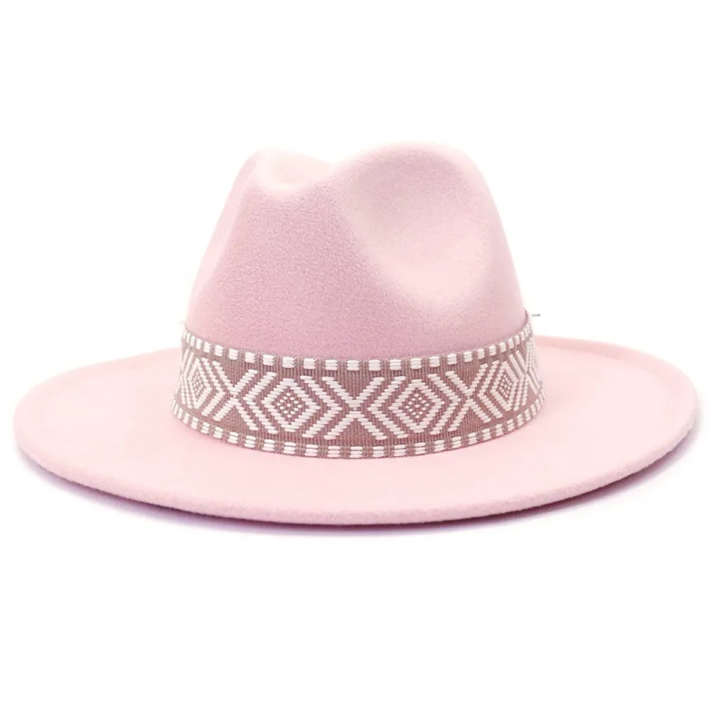 Belt Retro Flat Fedora Hat