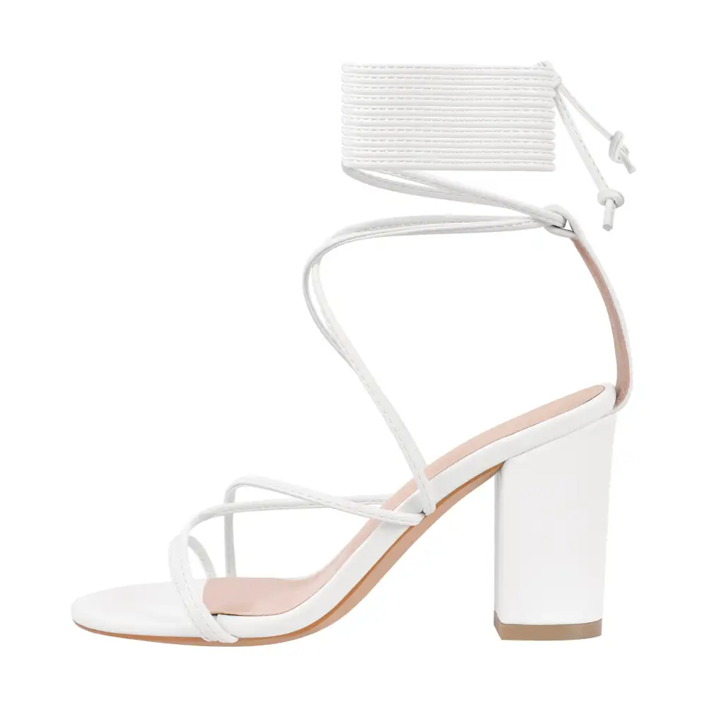 Open Toe Lace Up Chunky Sandals