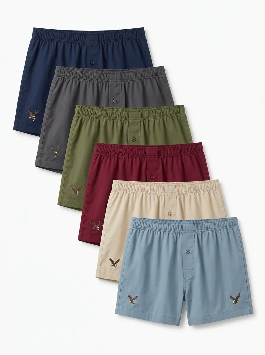 Men's Eagle Embroidered Relaxed Boxer Short Set