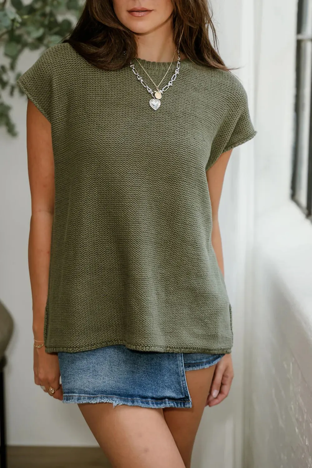 Side Slit Sweater Tank