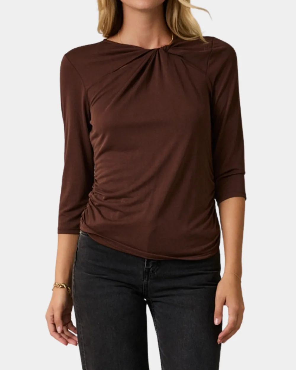 Twist Neck Shirred Top
