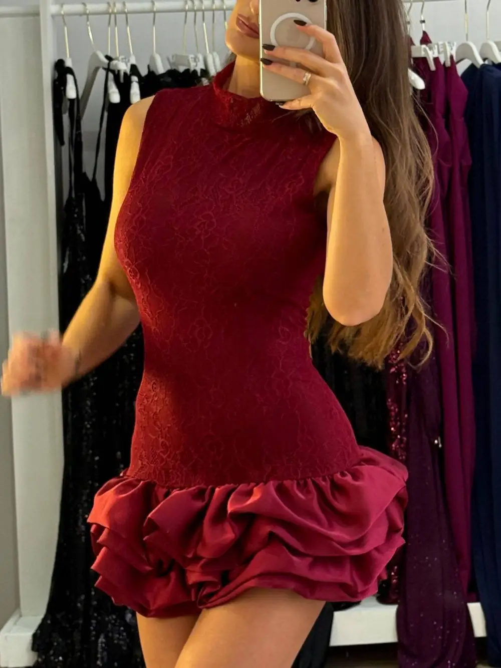 Lace Splicing Mini Dress