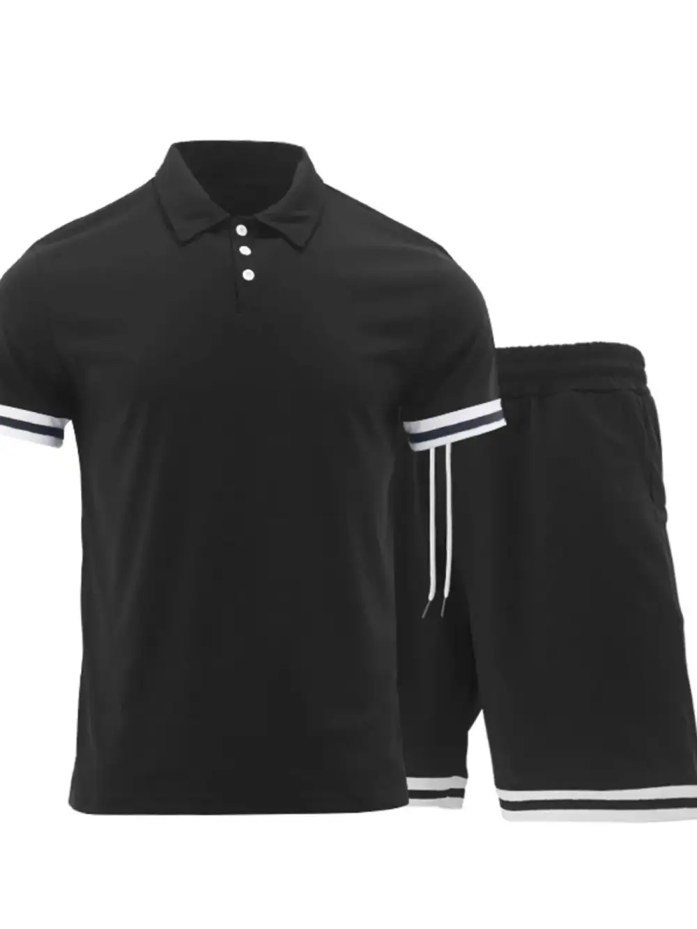 Short Sleeve Button Detail Polo And Shorts Set